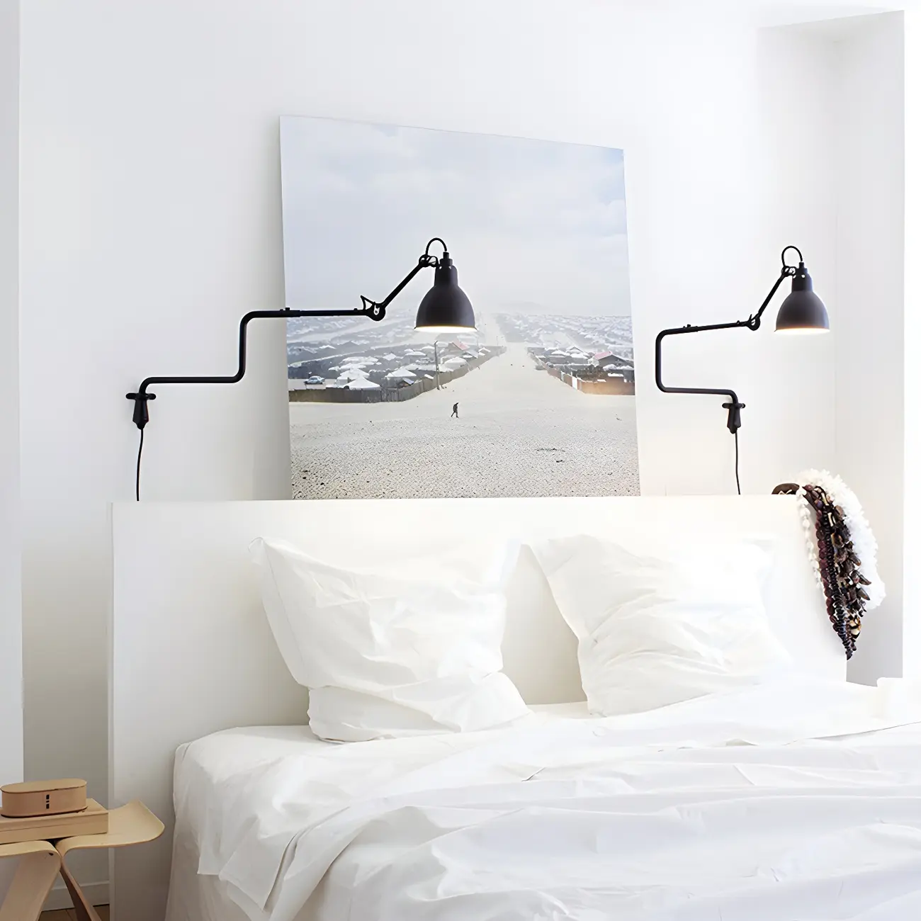 Industrial Black Swing Arm Aluminum Shade Wall Light