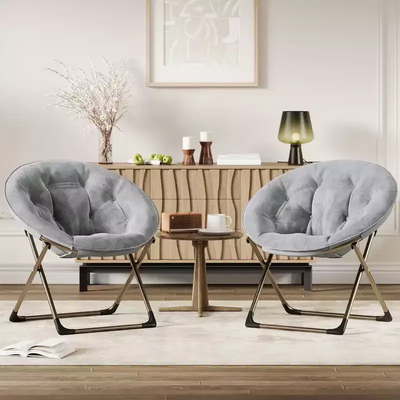 Faux Fur Saucer Chair, Folding Style, 1-Person