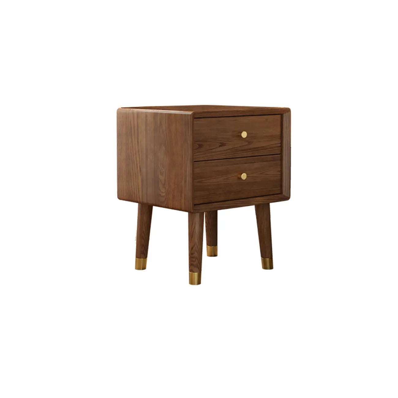 Traditional Natural Wood Nightstand with 2 Drawers