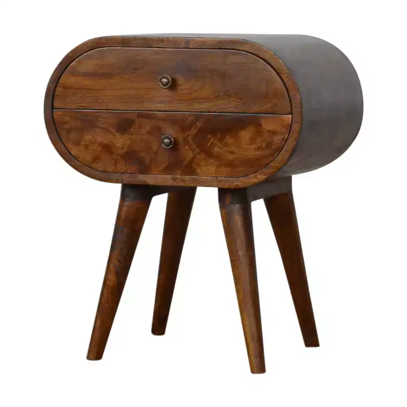 21 Chestnut Solid Wood Oval Two Drawer Nightstand