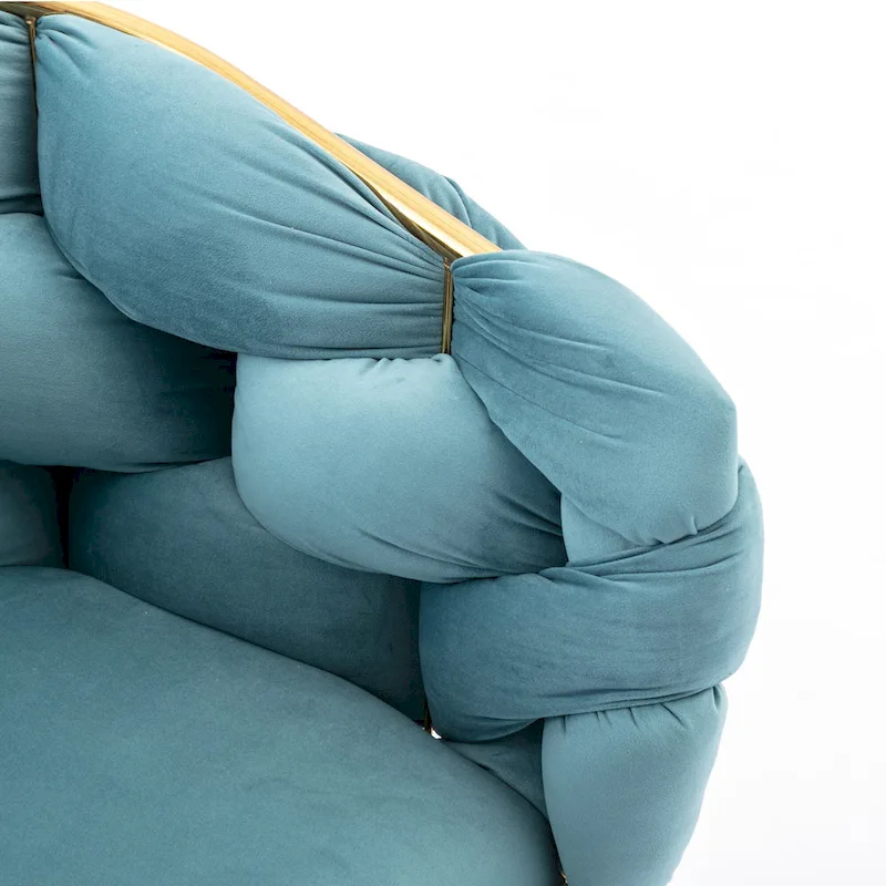 Blue Modern 28.7 Velvet Upholstered Accent Chair with Gold - Plated Metal Legs