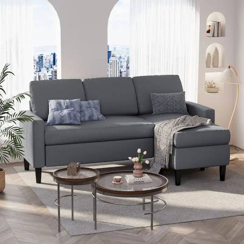 Futzca 74 Convertible Sectional Sofa Couch, Small L-Shaped Sofa