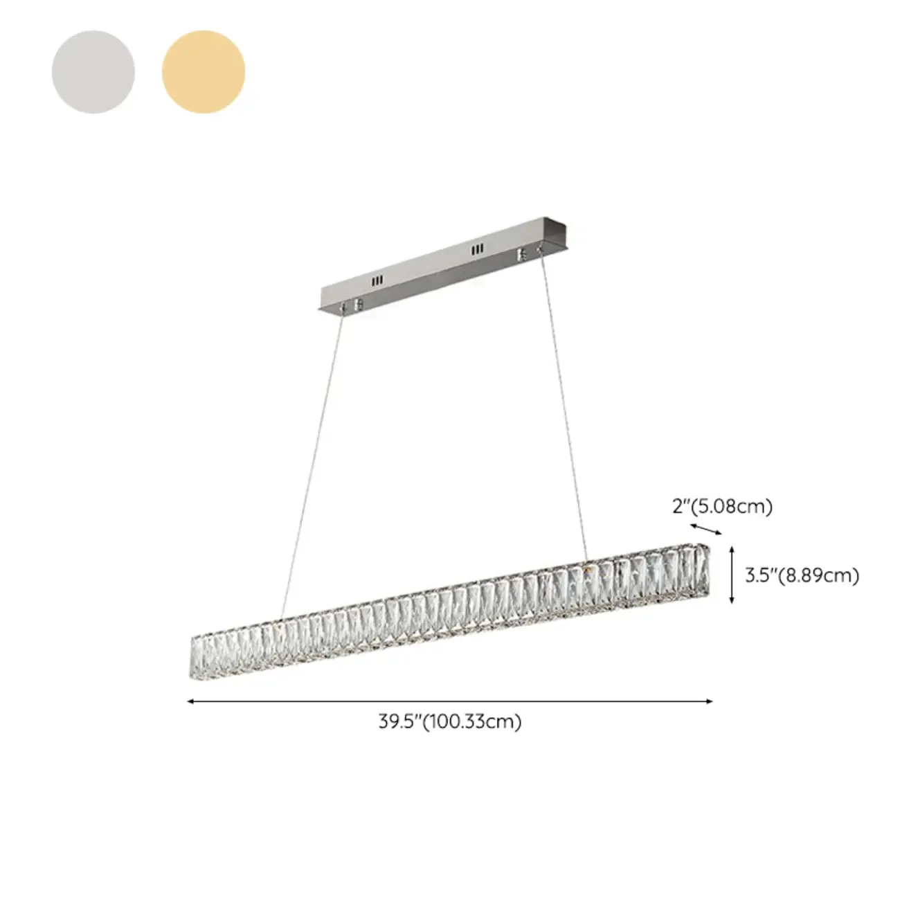 Rectangle Crystal Kitchen Island Pendant Light Dimmable LED