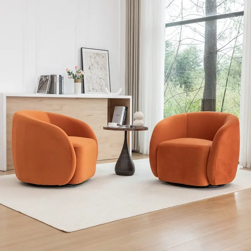 SEYNAR Modern Glam Velvet Upholstered 360 Degree Swivel Accent Armchair Set of 2