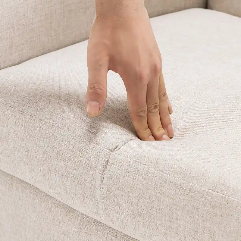 LUE BONA Modern Upholstered Accent Chair Linen Fabric Button Tufted Armchair with Solid Wood Frame - 28.5 W X 27.25 D X 33.75 H