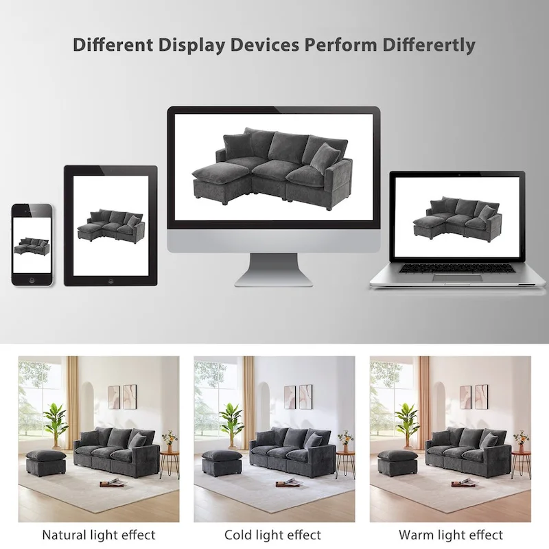 Modern Chenille Modular Sectional Sofa with 2 Pillows