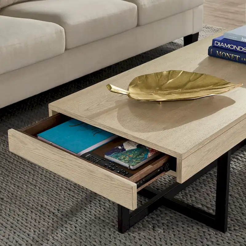 Eldersley Wood Finish Coffee Table with Two Drawers by iNSPIRE Q Modern