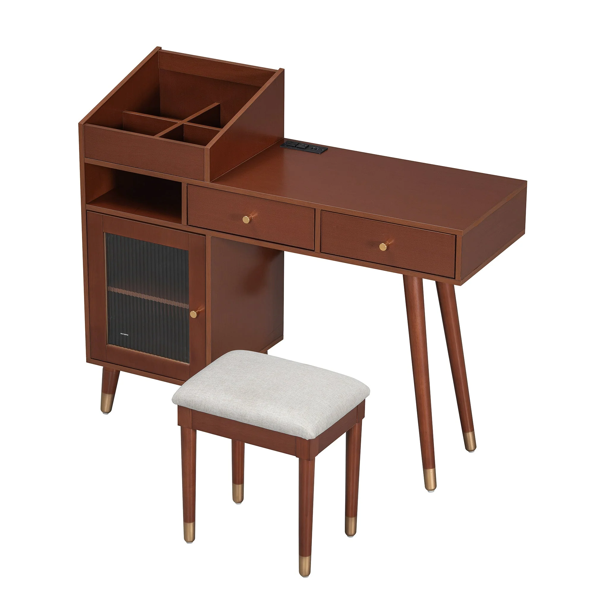 Walker Edison | Modern Makeup Vanity Desk with Drawers