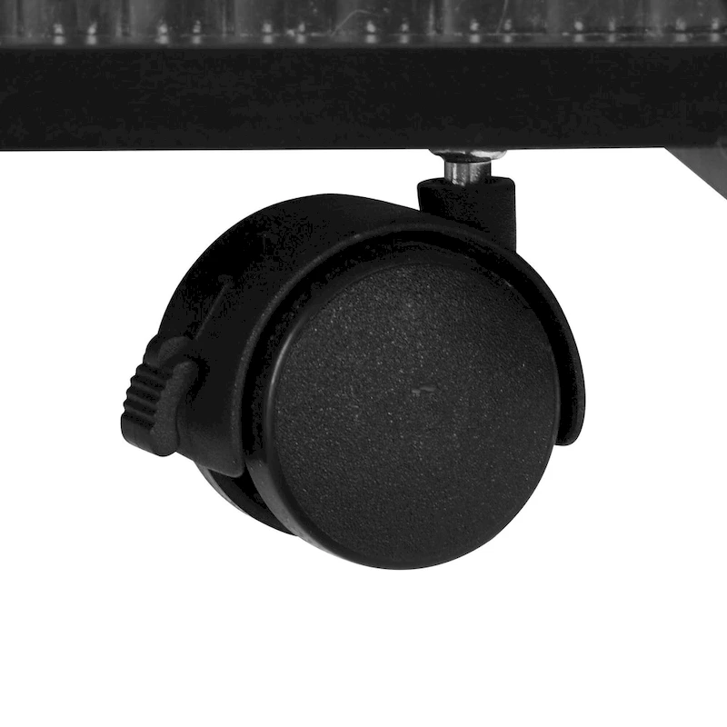 31.5 Modern Mobile End Table with 5mm Thick Fluted Tempered Glass, Lockable Wheels and Golden Round Rod