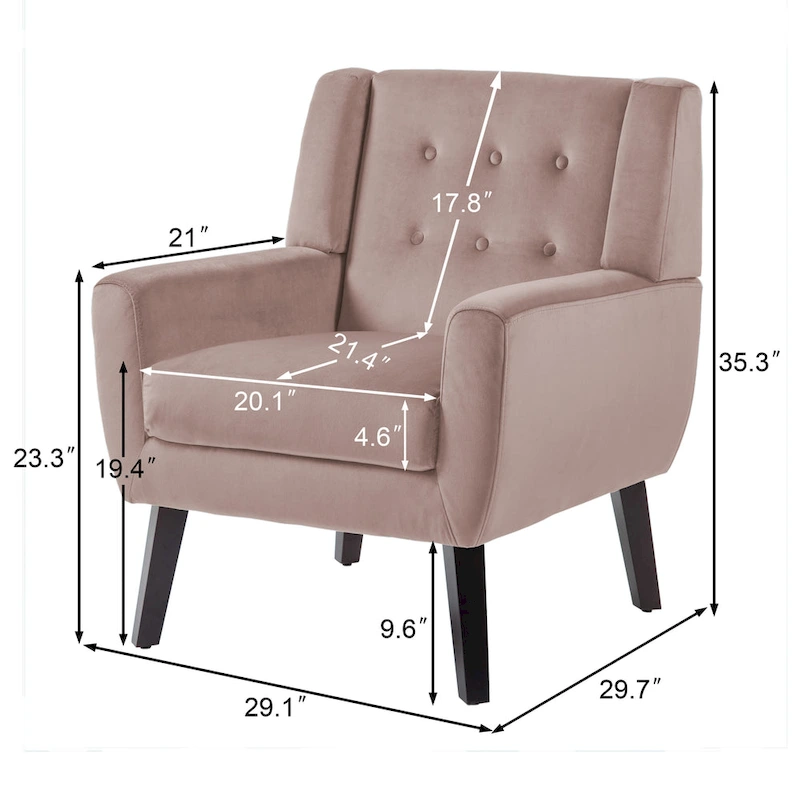 Velvet Upholstered Armchair Tufted Accent Chair