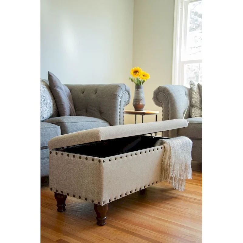 Copper Grove Reze Storage Bench with Nailhead Trim