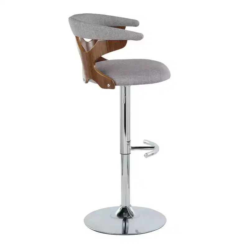 LumiSource Set of 2 Gardenia Adjustable Barstools Chrome Fabric