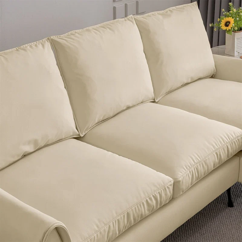 Sectional leather L-Shaped Sofa Couch with Reversible Chaise Lounge