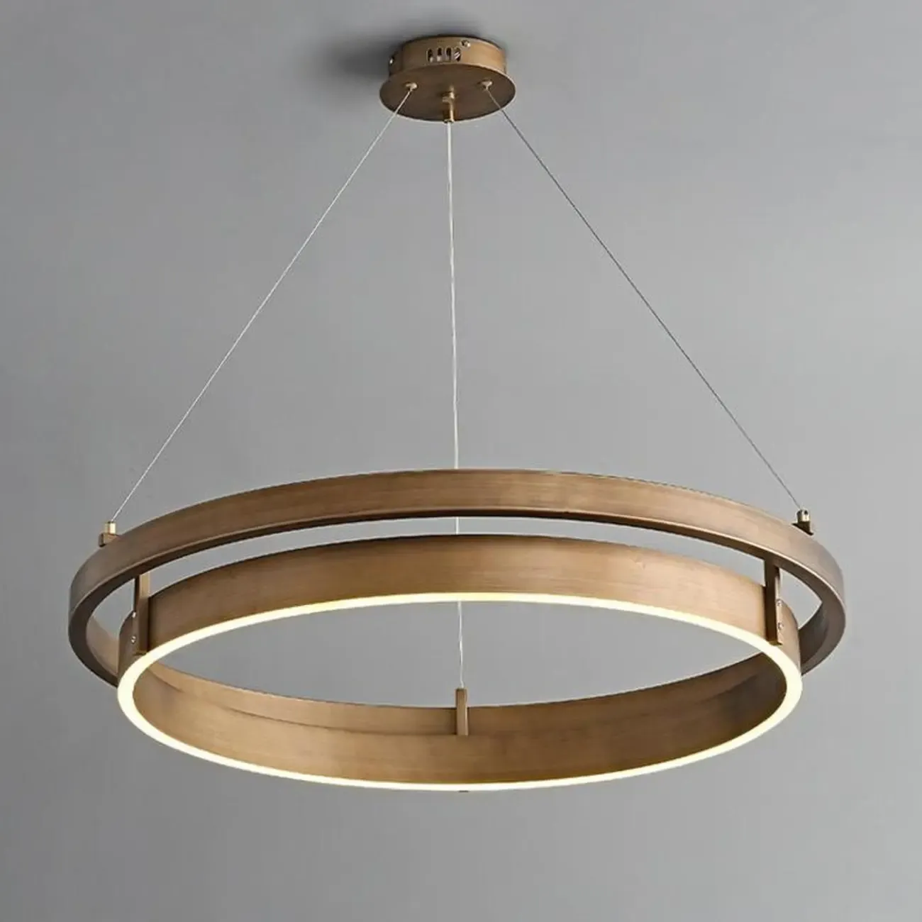 Modern Brass Elegant Ring Chandelier with Dimmable LED