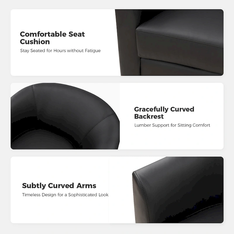 Haley Modern Swivel Barrel Faux Leather Chair with Solid Wood Base Set of 2 by HULALA HOME