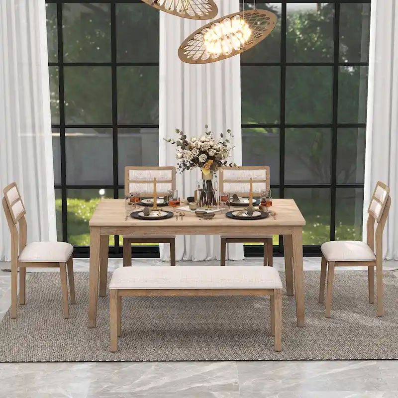 6-Piece Wooden Dining Table Set - 60