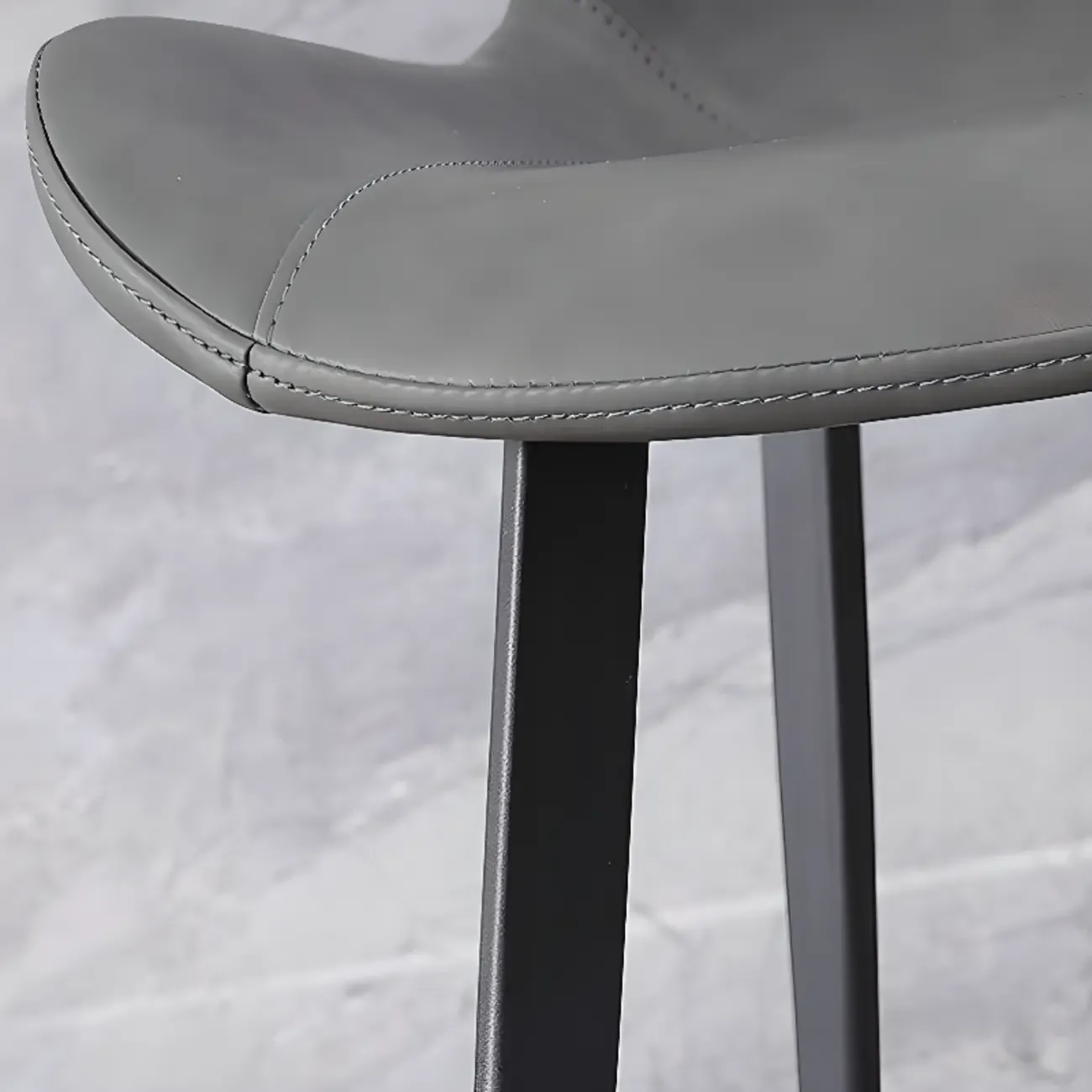 Simple Low Back Faux Leather Dining Chair with Alloy Legs