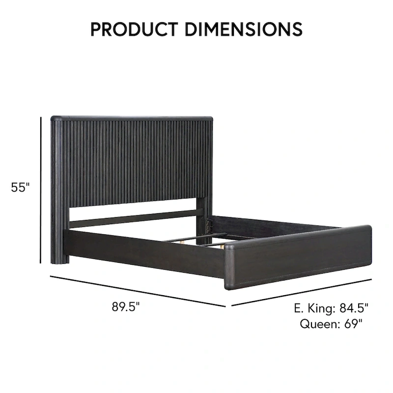 Furniture of America Caelan I Modern Black Solid Wood Fluted Panel Bed