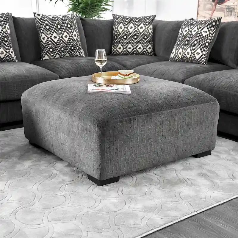Kintra Contemporary Chenille Padded Cocktail Ottoman by Furniture of America