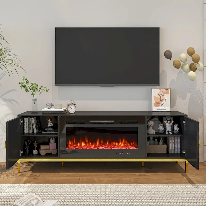 70 Wood Fireplace TV Stand with 36 Electric Fireplace