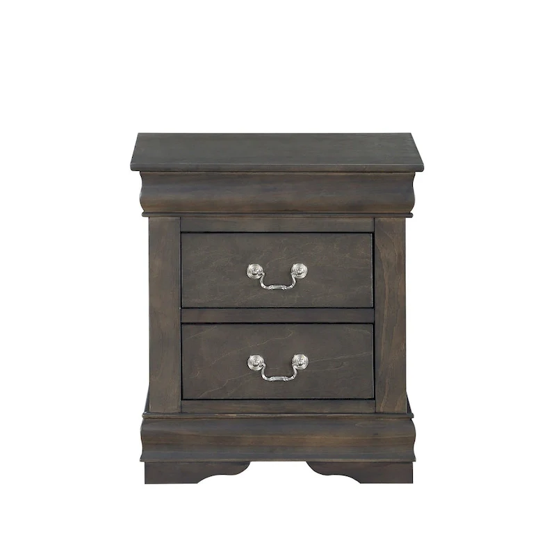 Solid Wood 2-Drawers Nightstands with Metal Handle