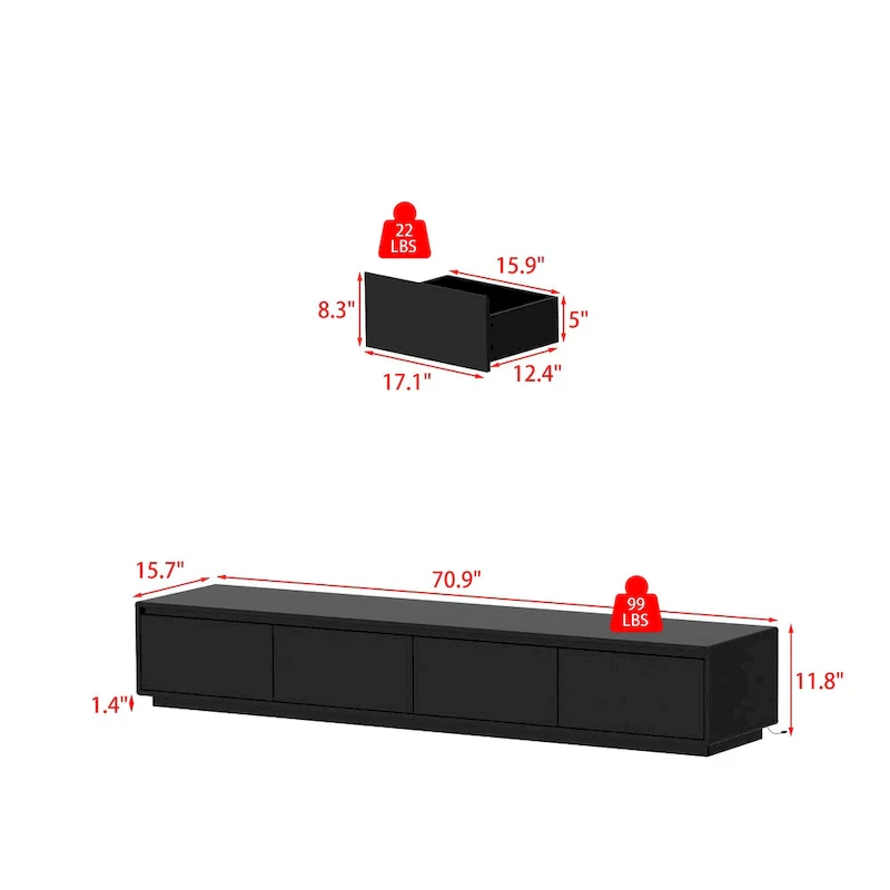 Illuminated White High Gloss Television Entertainment Center Console