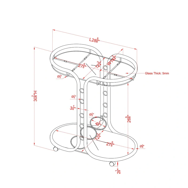 Daxton Modern Chrome Glass Top Serving Cart with Casters by Furniture of America