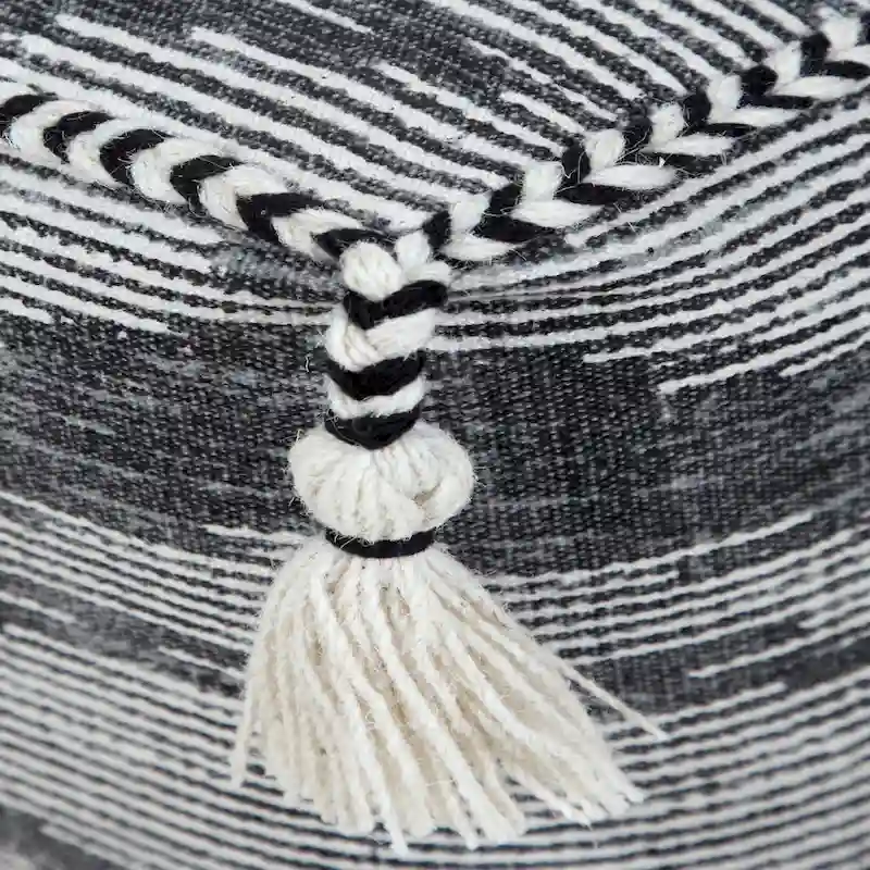 Sevita Gray Modern Electrostatic Geometric Pouf Ottoman