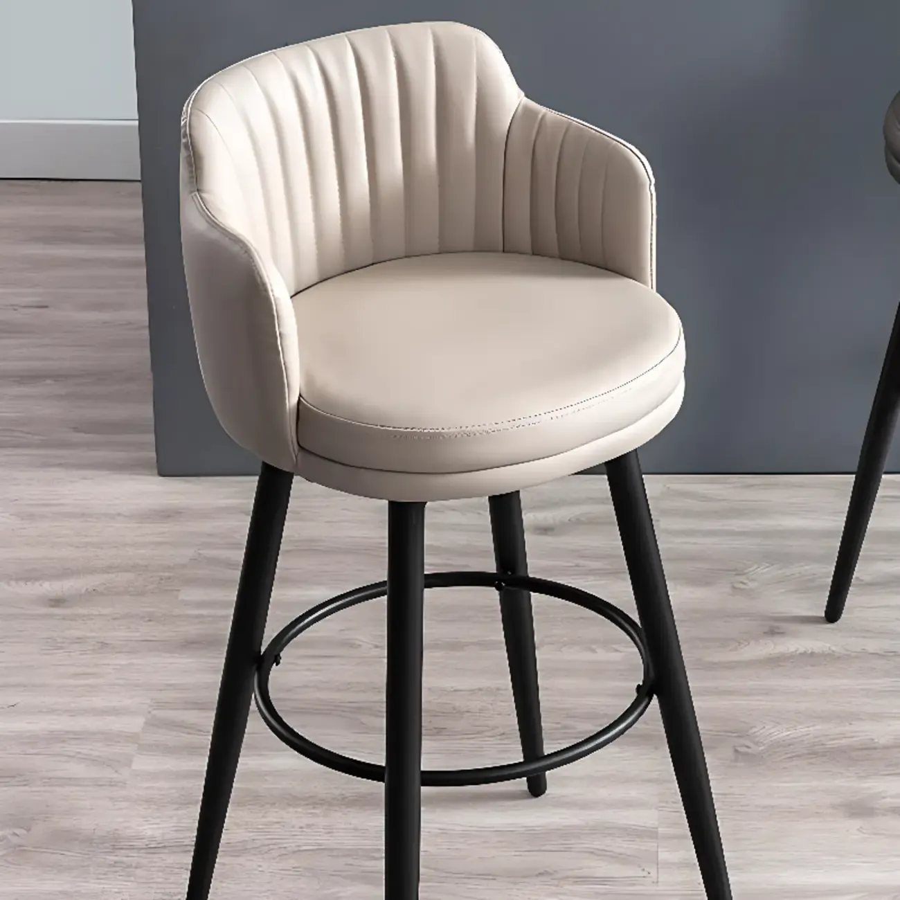 Modern Round Upholstered Curved Back Bistro Swivel Bar Stool