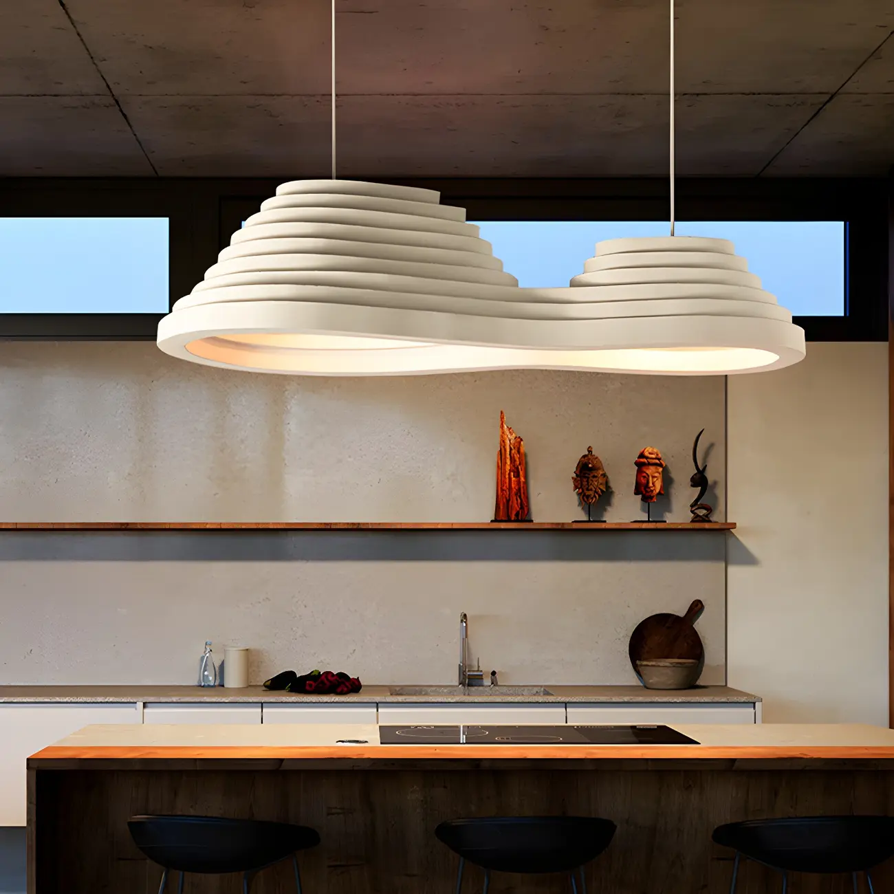 Geometric Large White 2-Light Island Pendant Light