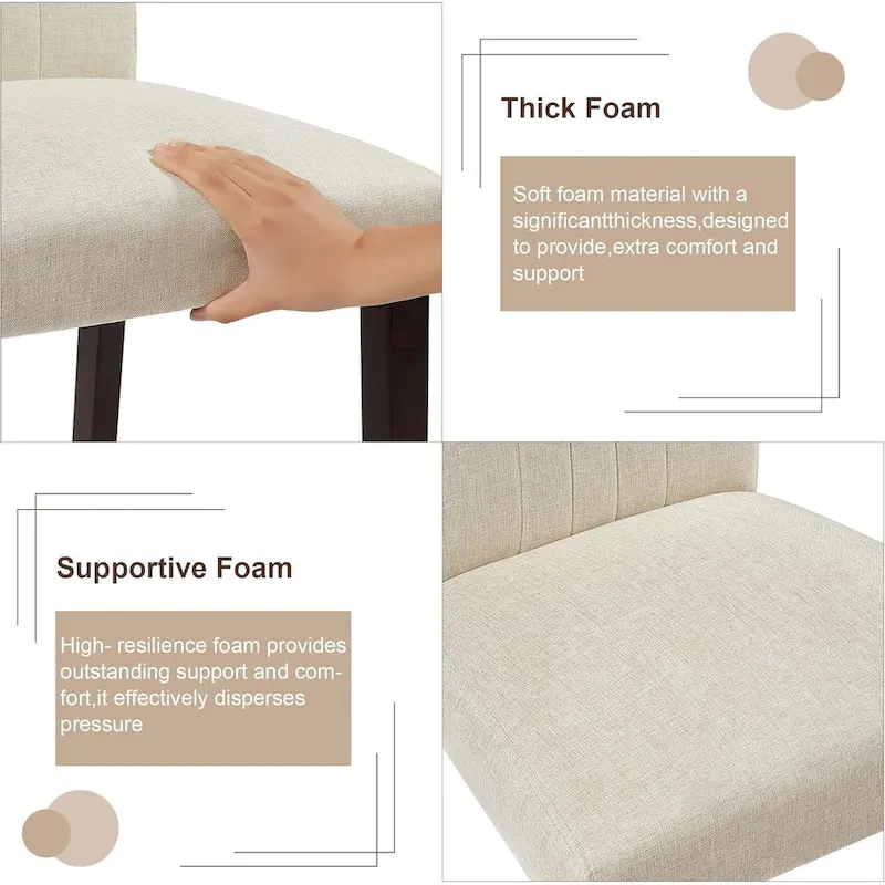 VECELO Upholstered Dining Chairs Set of 2/4/6, Fabric Dining Room Kitchen Side Chair, Parson Dining Chairs