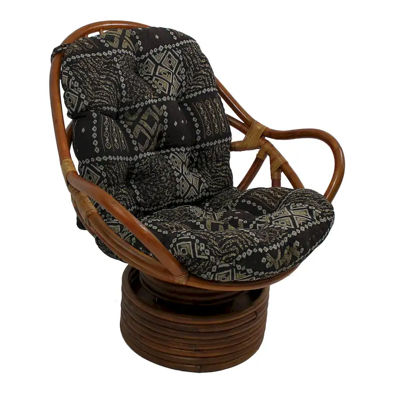 Bali Rattan Swivel Rocker with Tapestry Cushion