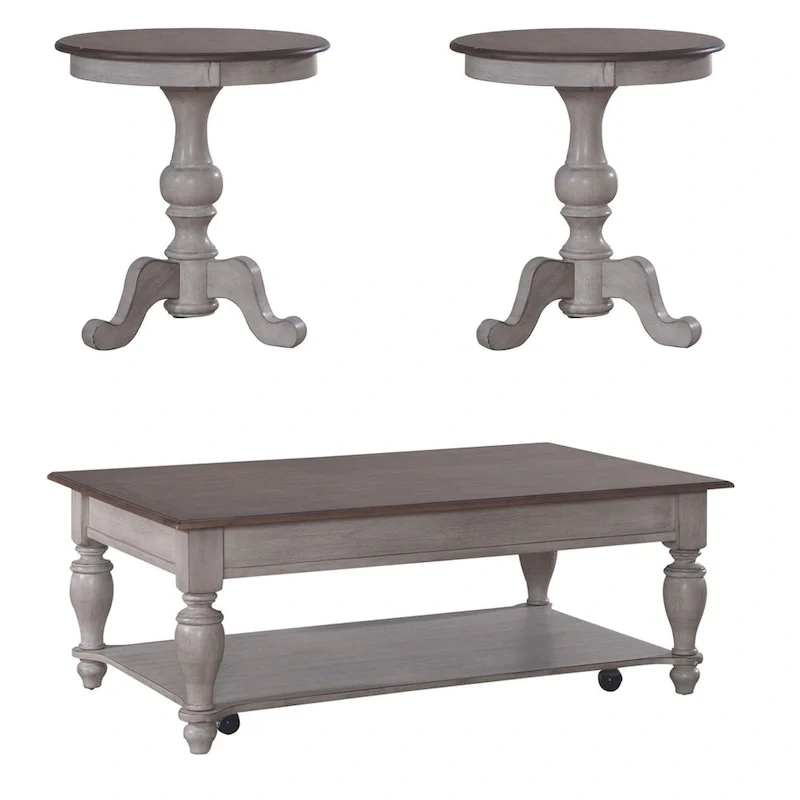 Ocean Isle Antique White Optional 3-Piece Cocktail Table Set