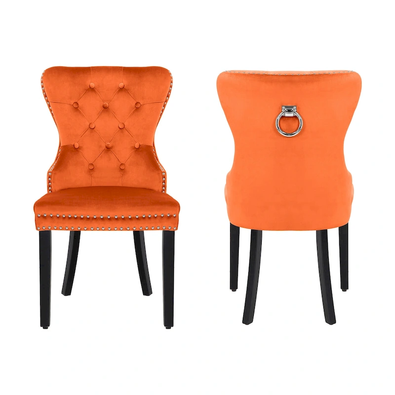 Grandview Tufted Upholstered Dining Chair (Set of 2) with Nailhead Trim and Ring Pull