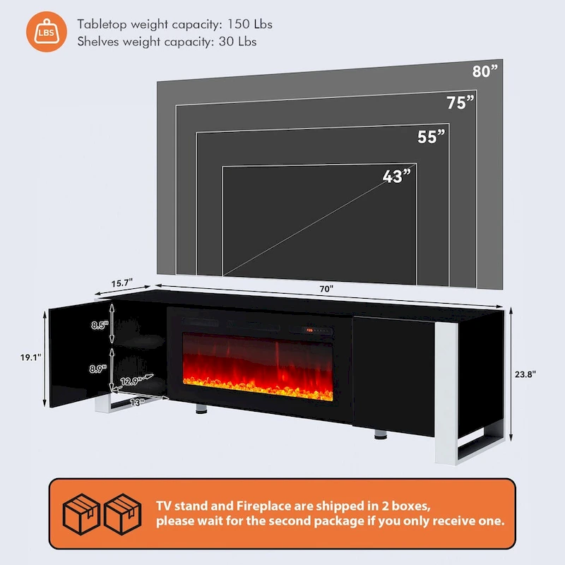 70 Modern Entertainment Center with 36 Fireplace
