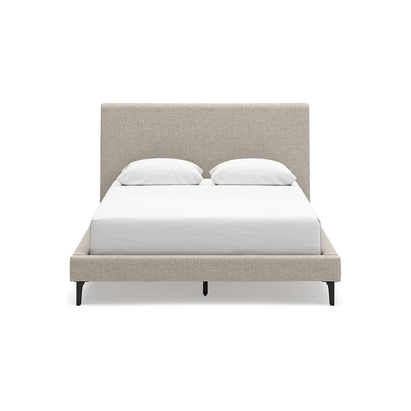 Signature Design by Ashley Cielden Soft Gray Queen Upholstered Bed with Roll Slats