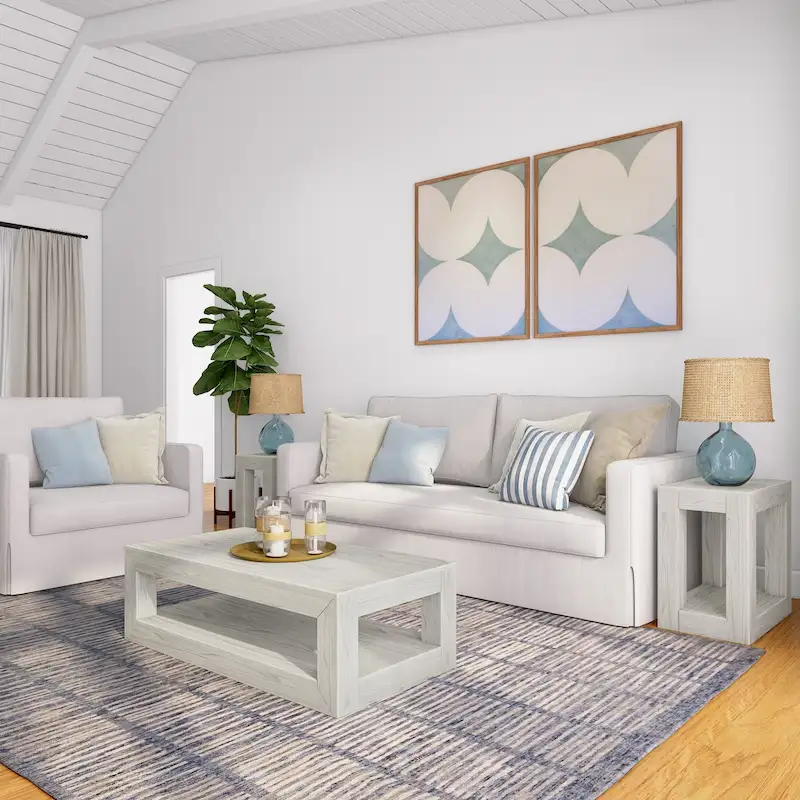 Plank and Beam Modern Rectangular Coffee Table with Shelf