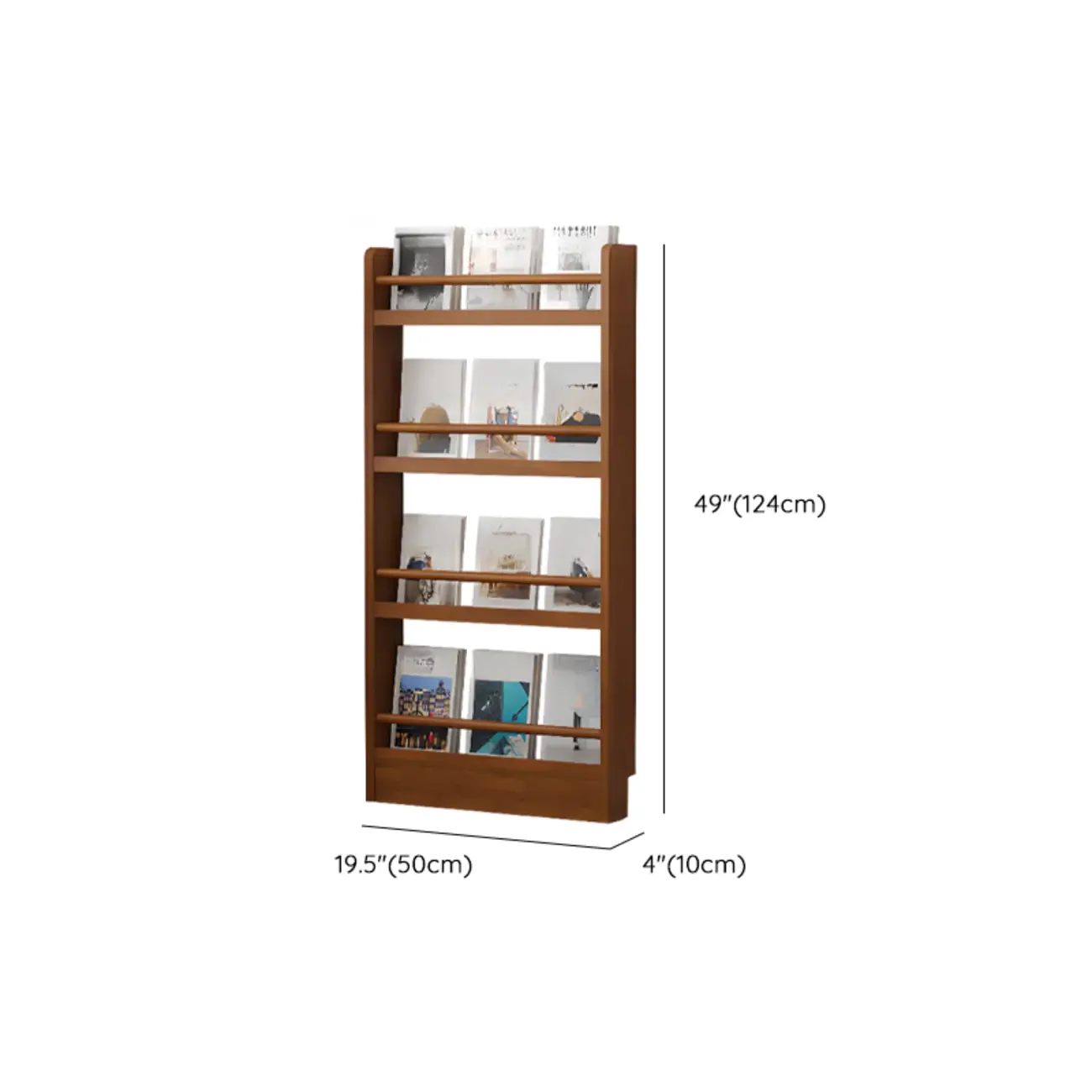 Rustic Brown Oak Bookcase Open Rectangular BookShelves