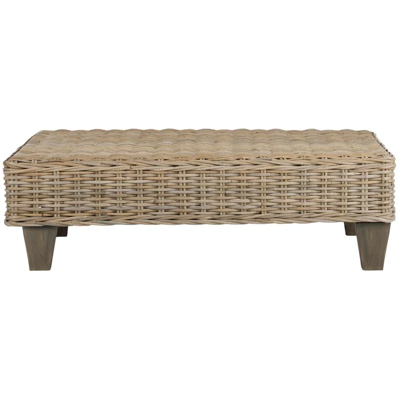 SAFAVIEH Leary Washed Natural Wicker Bench - 40.6 x 27.6 x 12.2