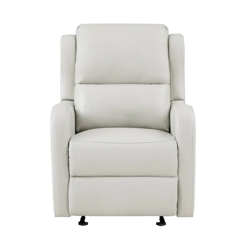 39 Inch Glider Manual Recliner Chair, Off White Faux Leather