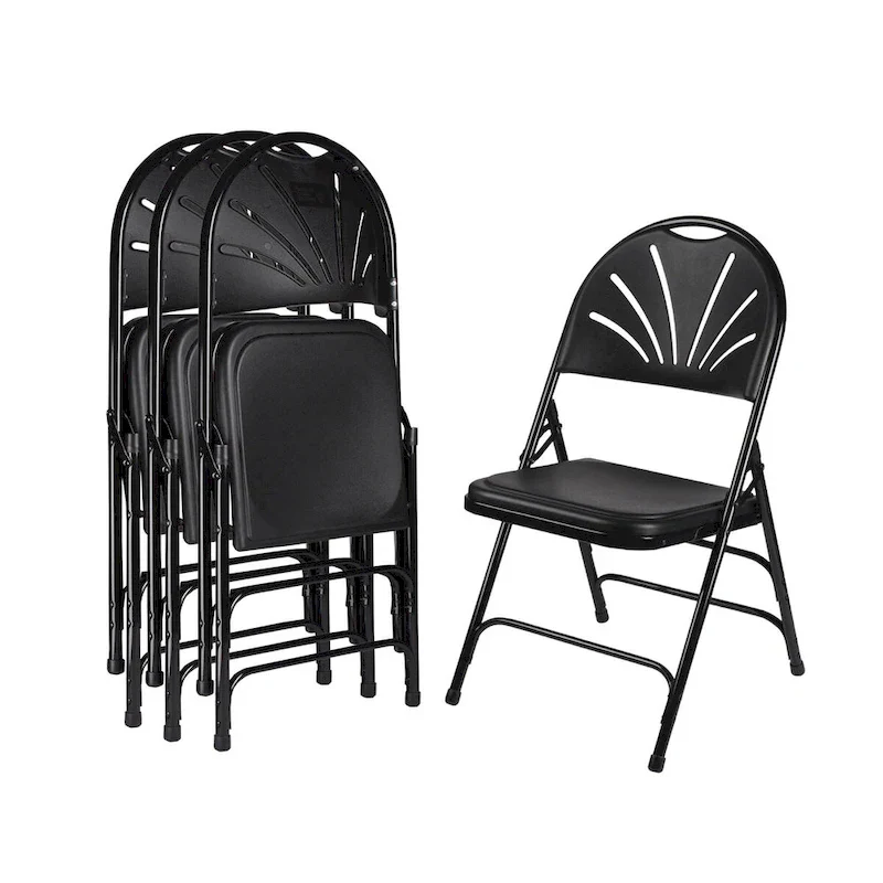 Lusitano Collection Fan Back Folding Chair, Pack of 4