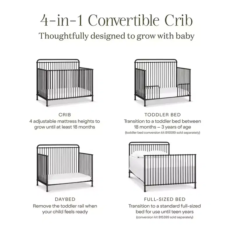 4-in-1 Convertible Metal Crib