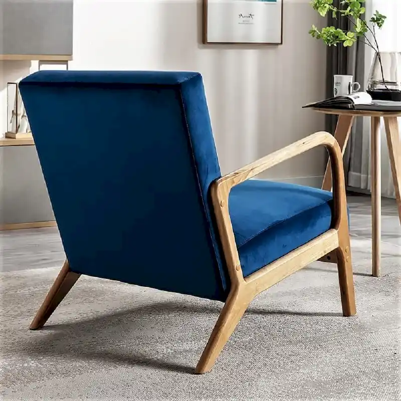 Kreindy Velvet/ Wood Mid-century Modern Armchair