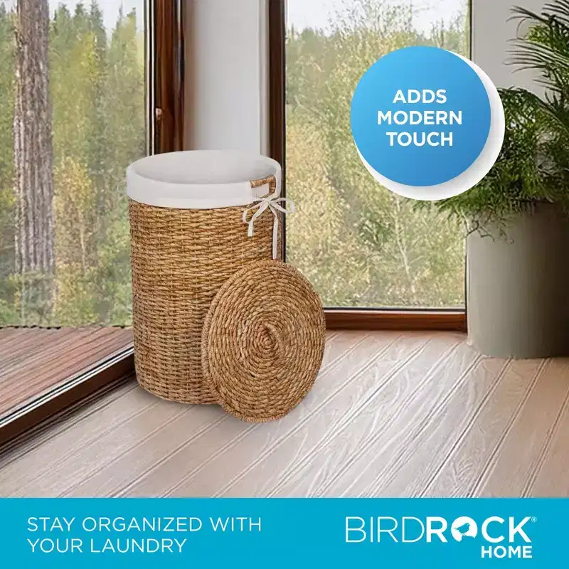 BirdRock Home Seagrass Laundry Hamper with Liner - Natural
