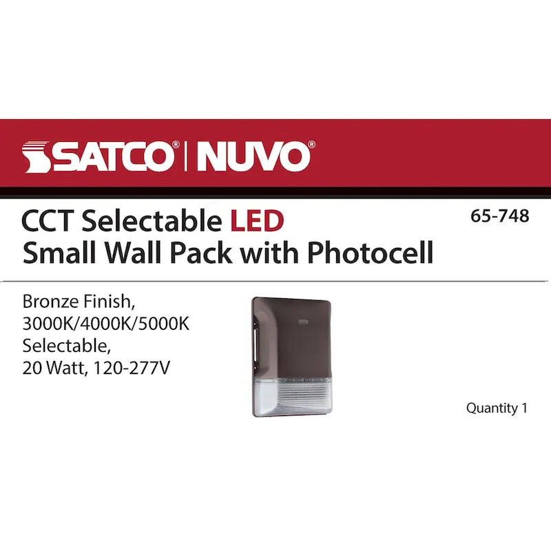 LED Small Wall Pack 20W CCT Selectable 3K/4K/5K Bronze Finish 100-277V