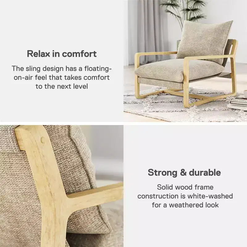 RealRooms Mika Upholstered Sling Accent Chair
