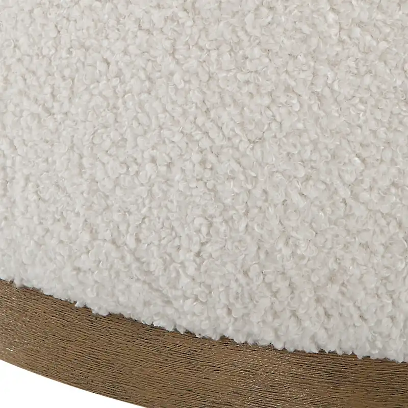 Upholstered Fluffy Swivel Pouf Ottoman - 24 - White and Brown