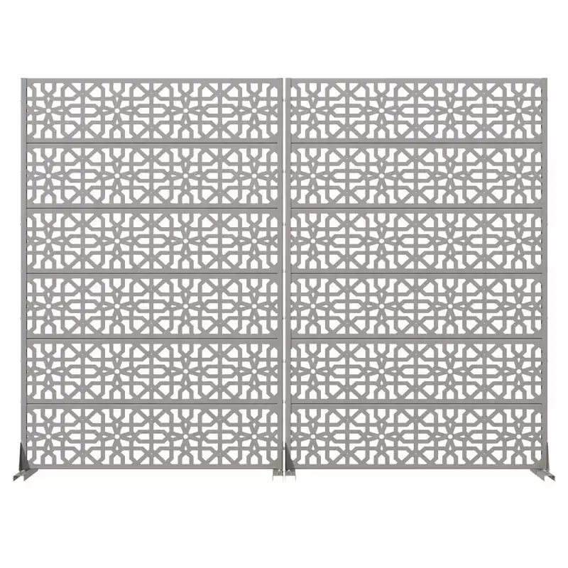 MAYEERTY Perilla 01 Gray Galvanized Steel Room Divider, 72x47x16, 6-Piece Double-Sided Home Screen