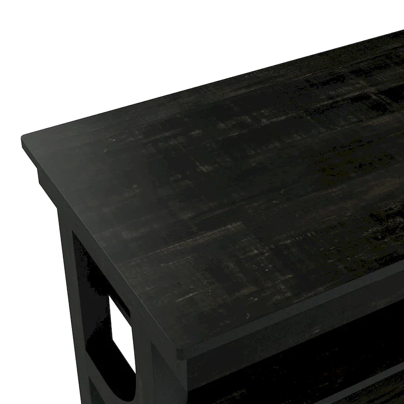DH BASIC Farmhouse Black Oak 47-inch 3-Open Shelf Console Table by Denhour