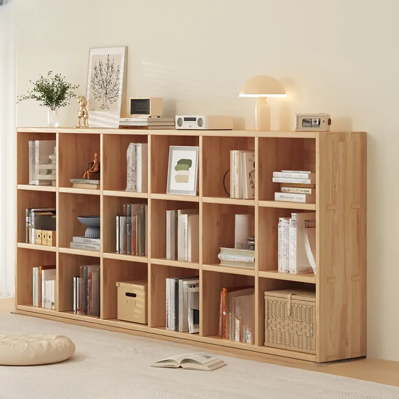 Modern Modular Rectangular Lateral Pine Wood Bookcase